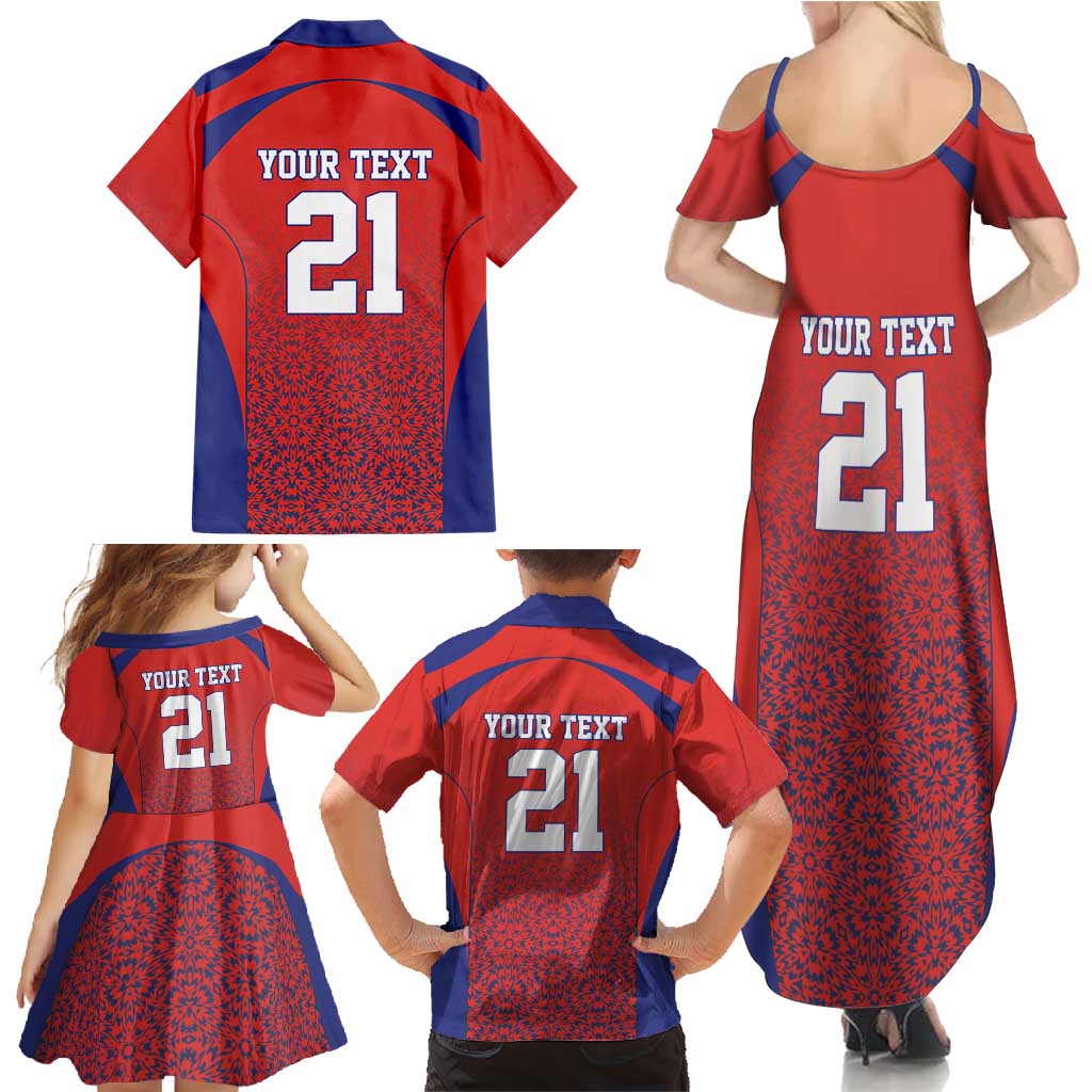 Costa Rica Football Custom Family Matching Summer Maxi Dress and Hawaiian Shirt Los Ticos Go Champions