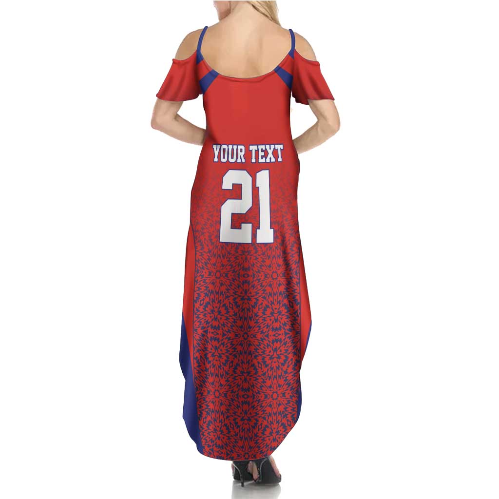 Costa Rica Football Custom Family Matching Summer Maxi Dress and Hawaiian Shirt Los Ticos Go Champions