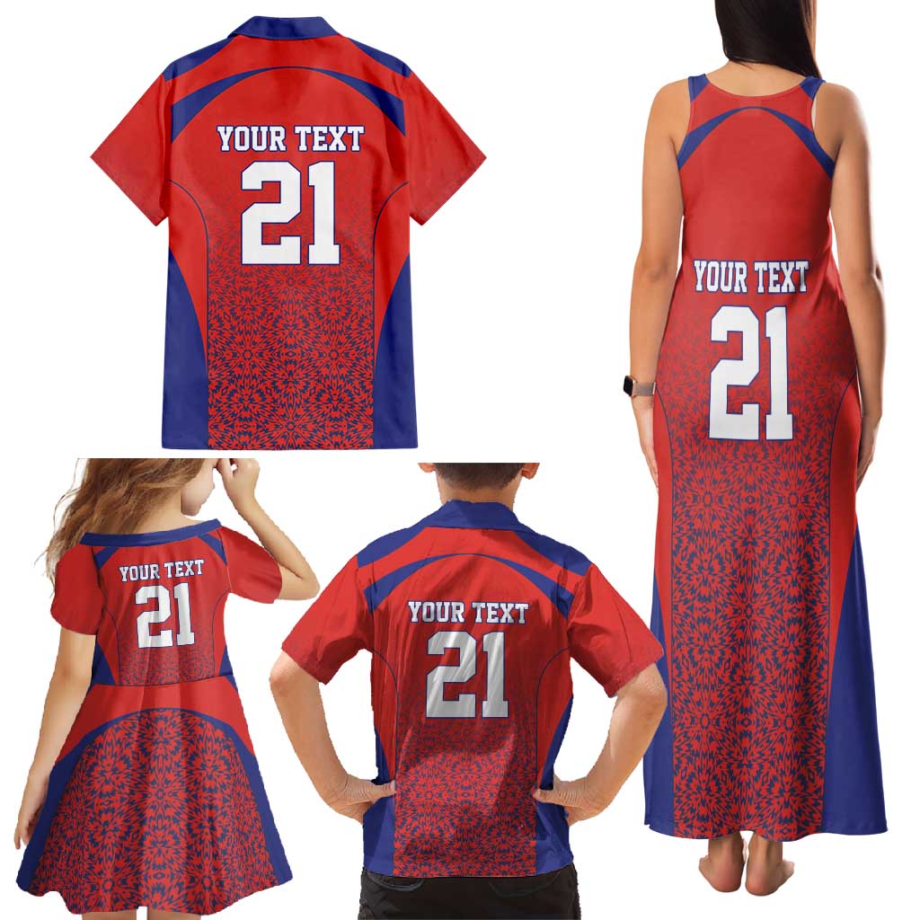 Costa Rica Football Custom Family Matching Tank Maxi Dress and Hawaiian Shirt Los Ticos Go Champions