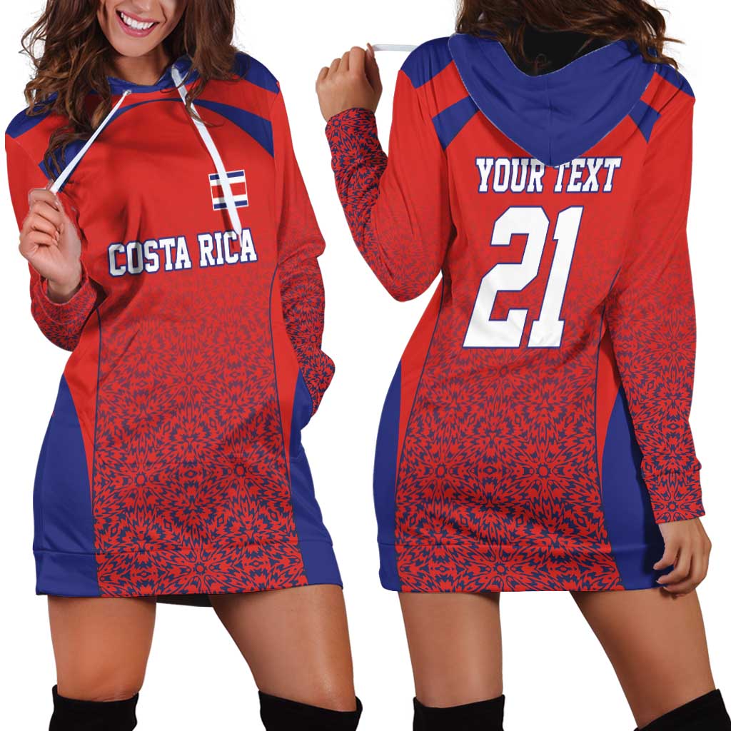 Costa Rica Football Custom Hoodie Dress Los Ticos Go Champions