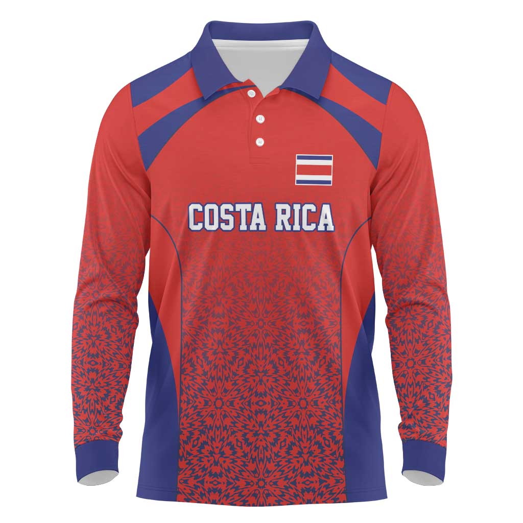 Costa Rica Football Custom Long Sleeve Polo Shirt Los Ticos Go Champions