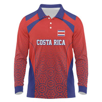 Costa Rica Football Custom Long Sleeve Polo Shirt Los Ticos Go Champions