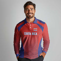 Costa Rica Football Custom Long Sleeve Polo Shirt Los Ticos Go Champions