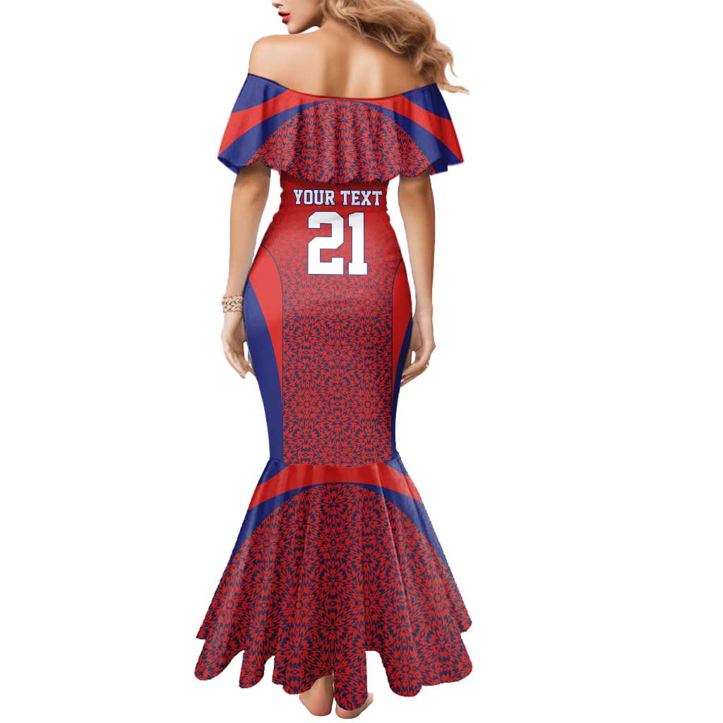 Costa Rica Football Custom Mermaid Dress Los Ticos Go Champions