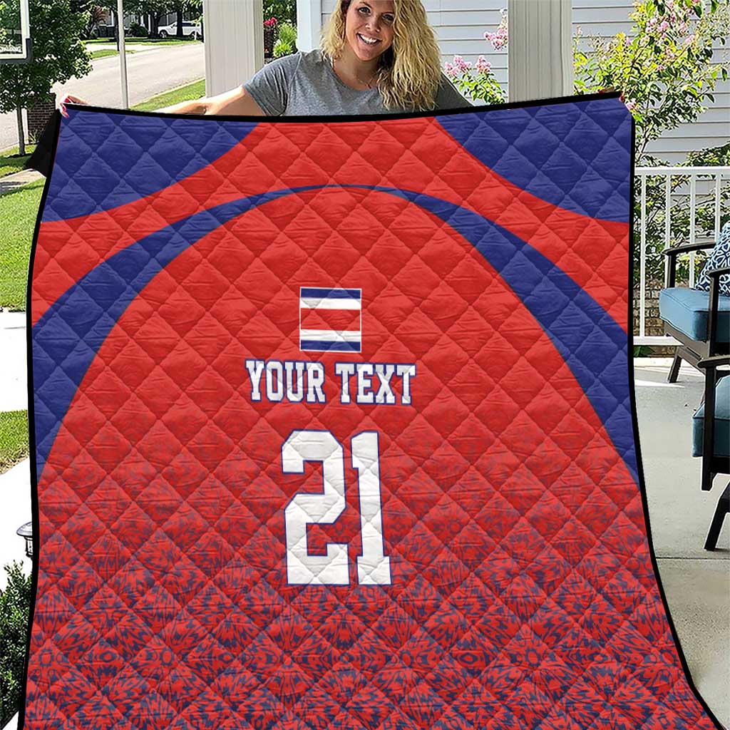Costa Rica Football Custom Quilt Los Ticos Go Champions