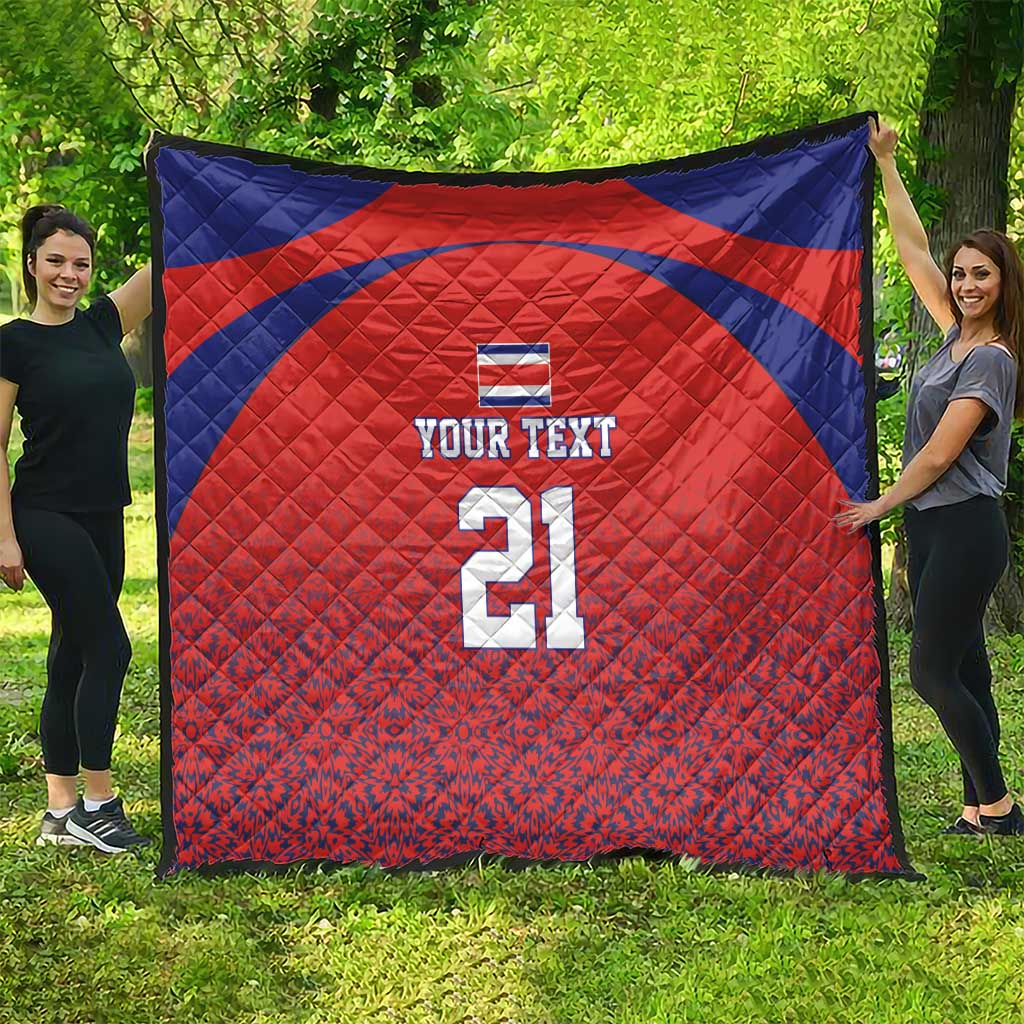 Costa Rica Football Custom Quilt Los Ticos Go Champions