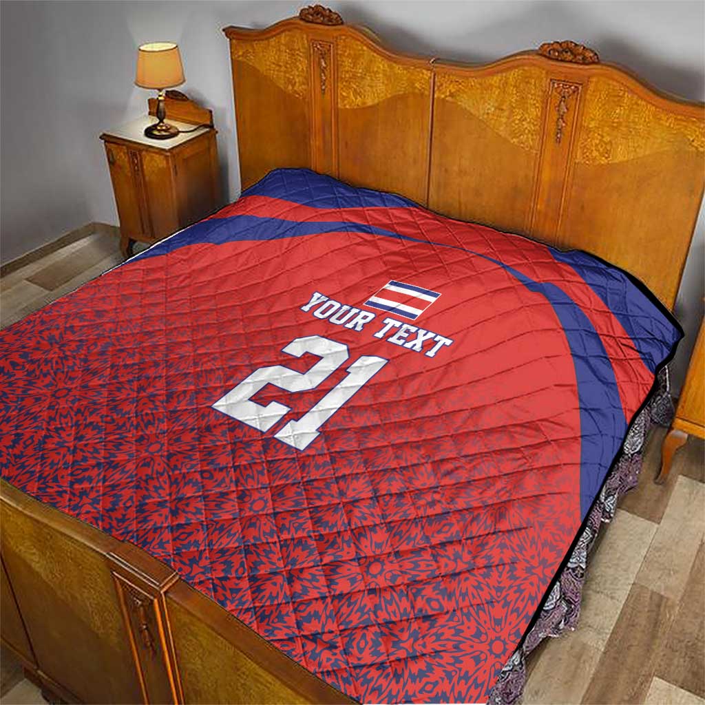 Costa Rica Football Custom Quilt Los Ticos Go Champions