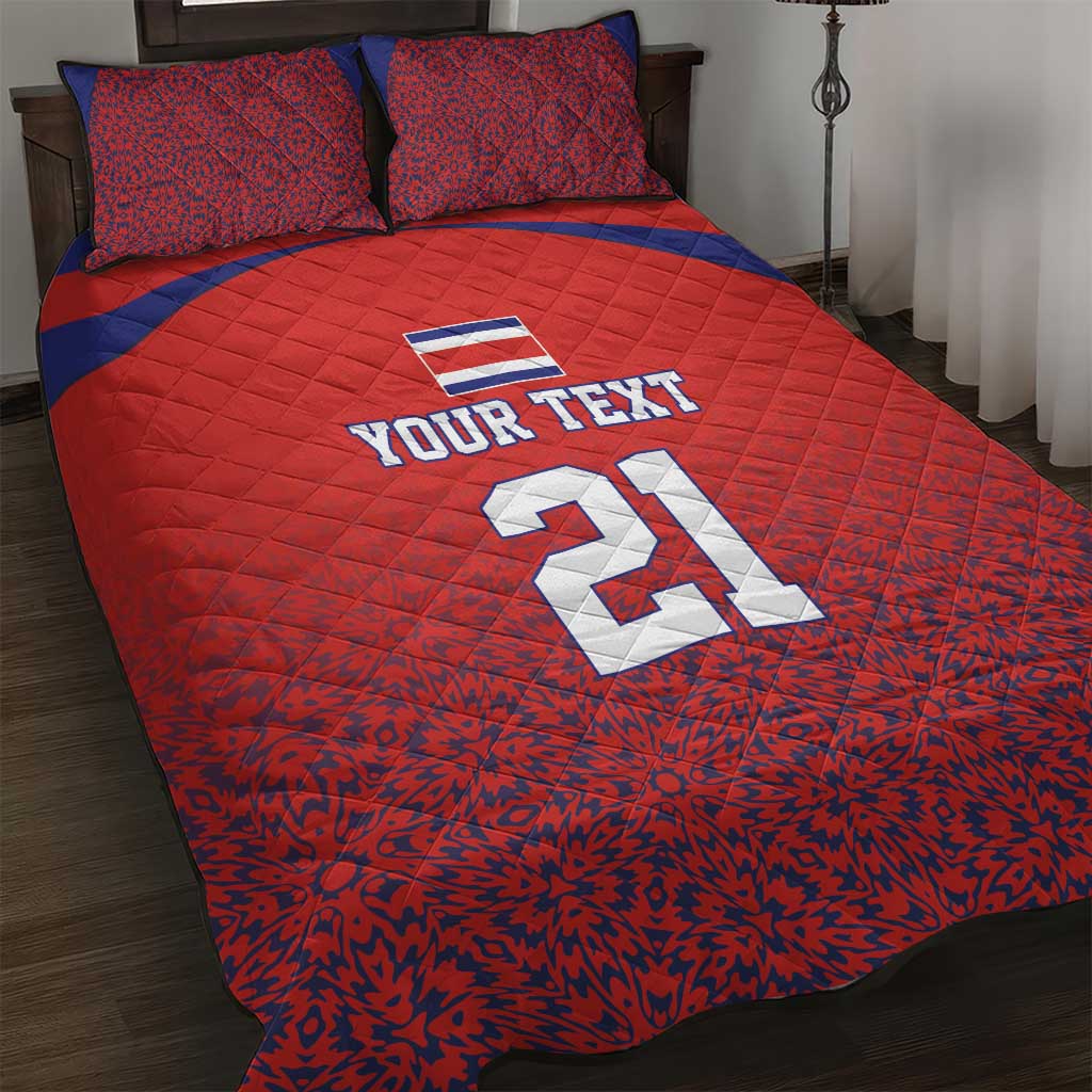 Costa Rica Football Custom Quilt Bed Set Los Ticos Go Champions