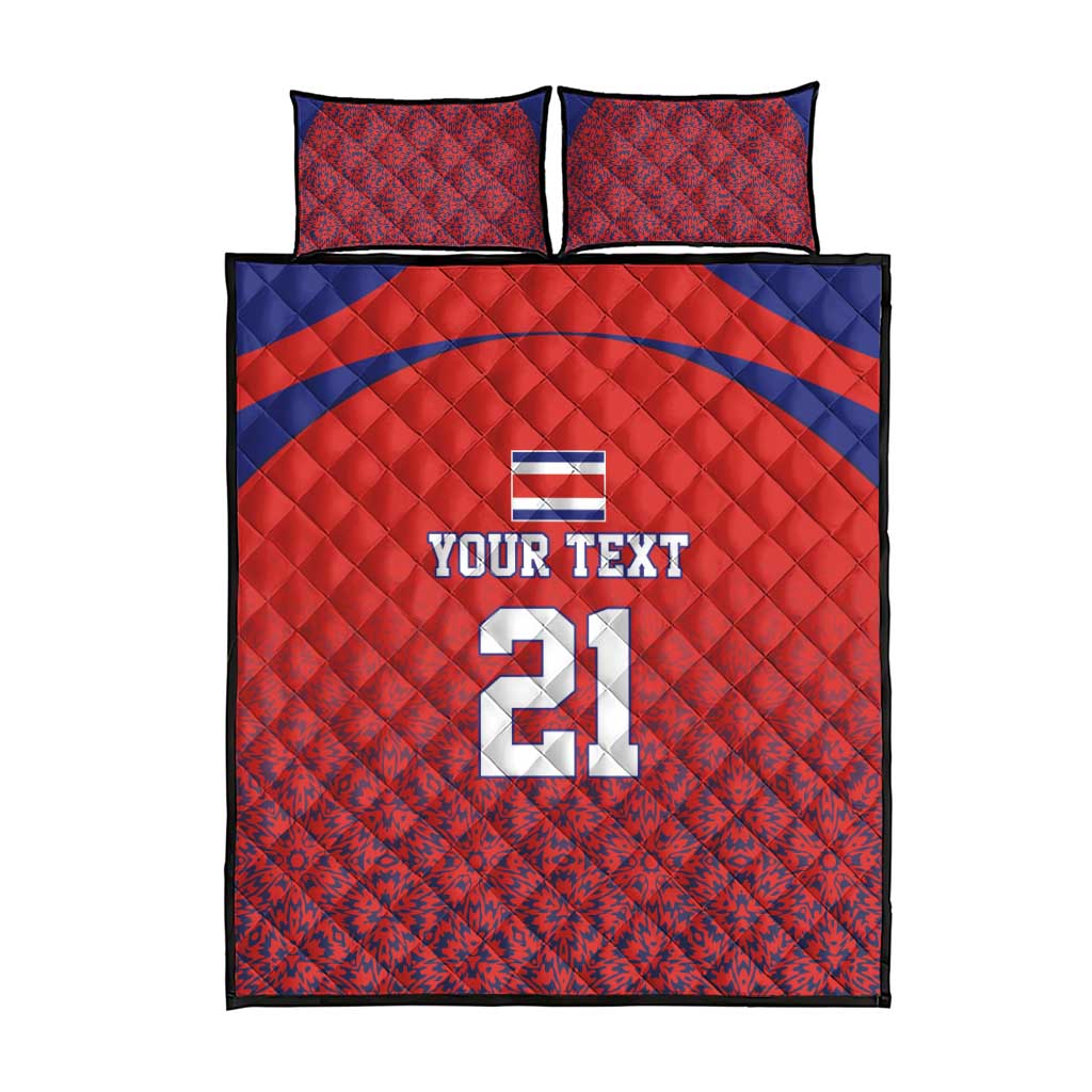 Costa Rica Football Custom Quilt Bed Set Los Ticos Go Champions