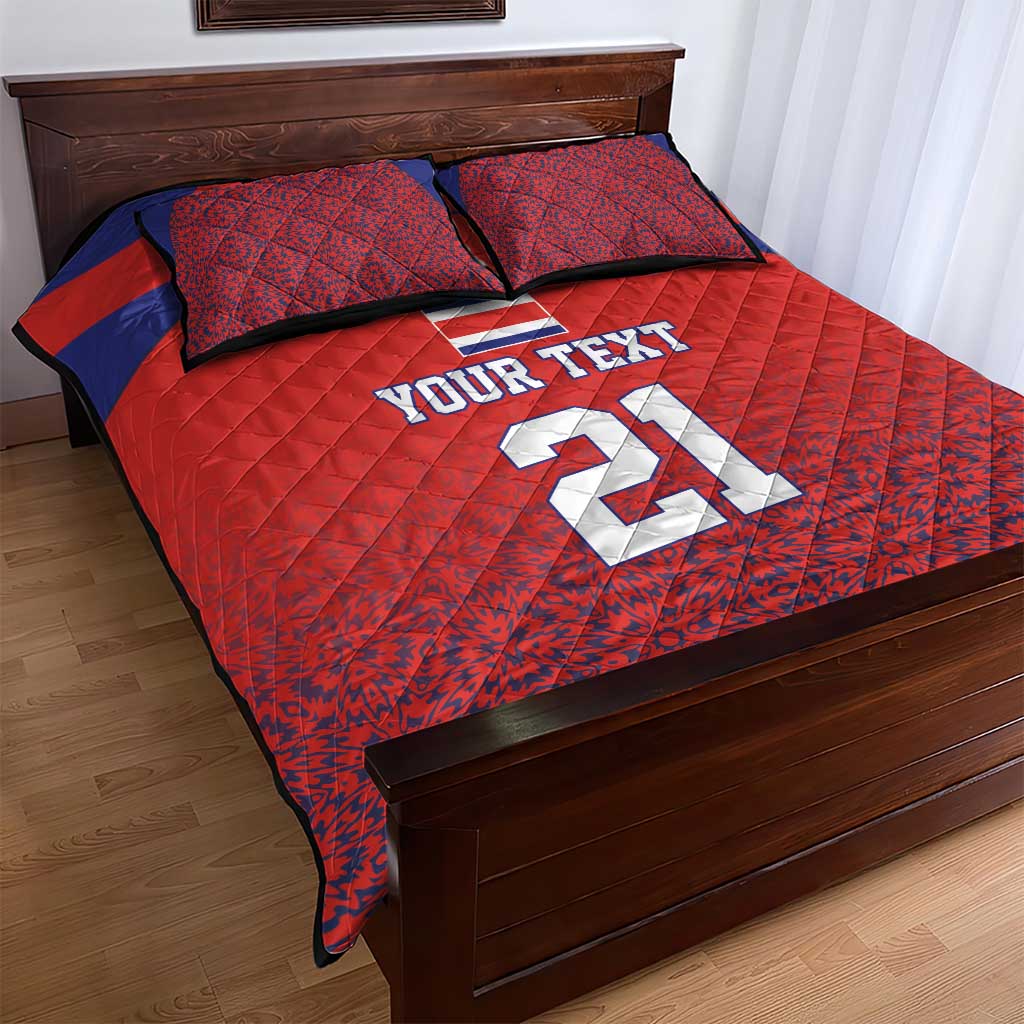 Costa Rica Football Custom Quilt Bed Set Los Ticos Go Champions