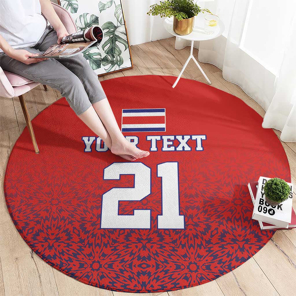Costa Rica Football Custom Round Carpet Los Ticos Go Champions