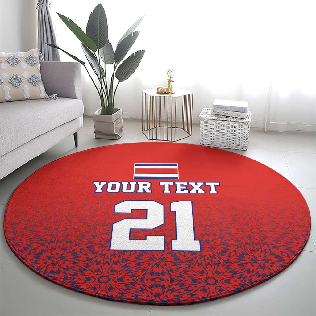 Costa Rica Football Custom Round Carpet Los Ticos Go Champions