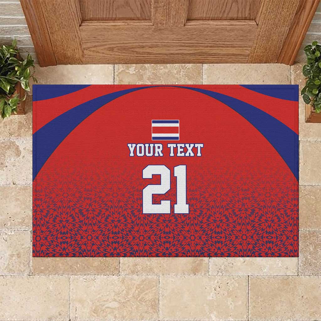 Costa Rica Football Custom Rubber Doormat Los Ticos Go Champions