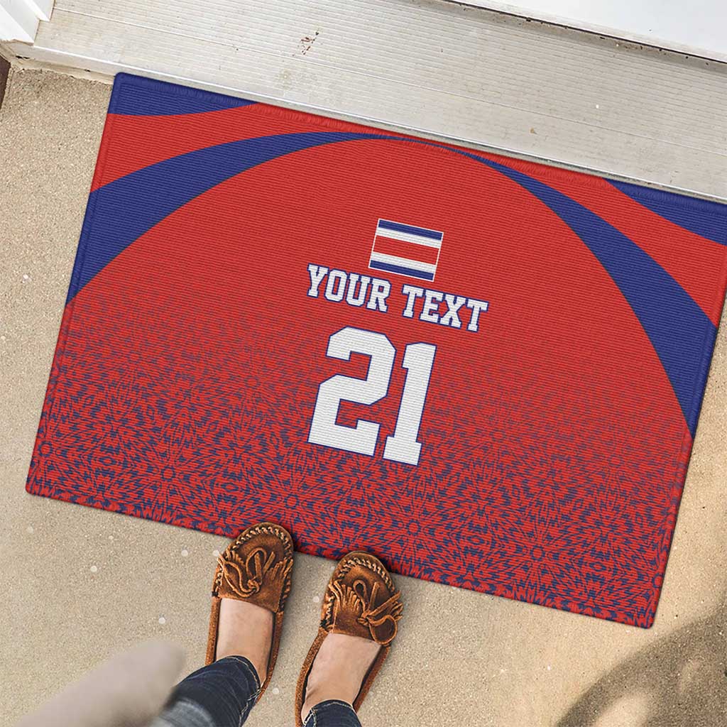 Costa Rica Football Custom Rubber Doormat Los Ticos Go Champions