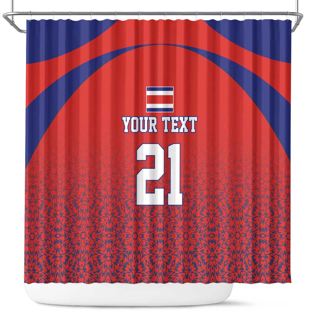Costa Rica Football Custom Shower Curtain Los Ticos Go Champions
