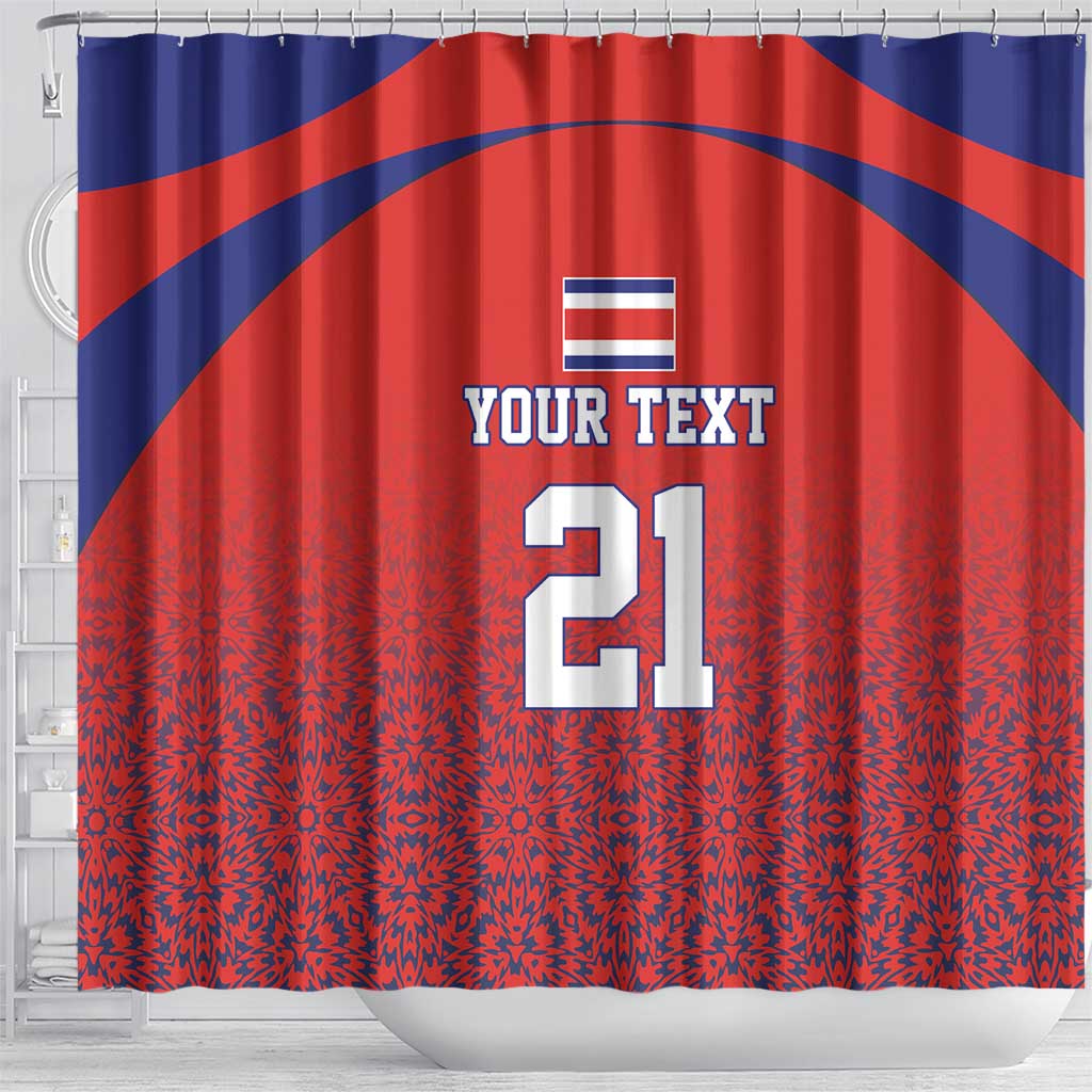 Costa Rica Football Custom Shower Curtain Los Ticos Go Champions