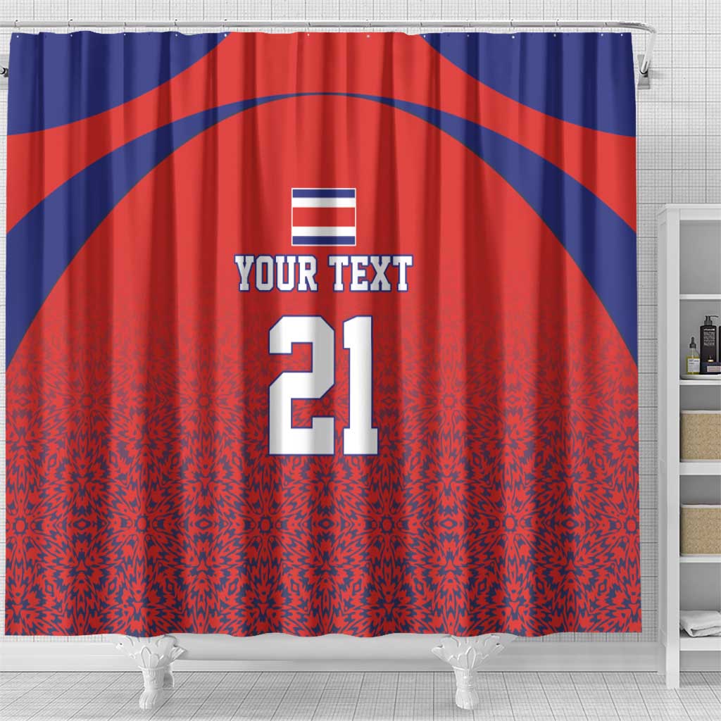Costa Rica Football Custom Shower Curtain Los Ticos Go Champions