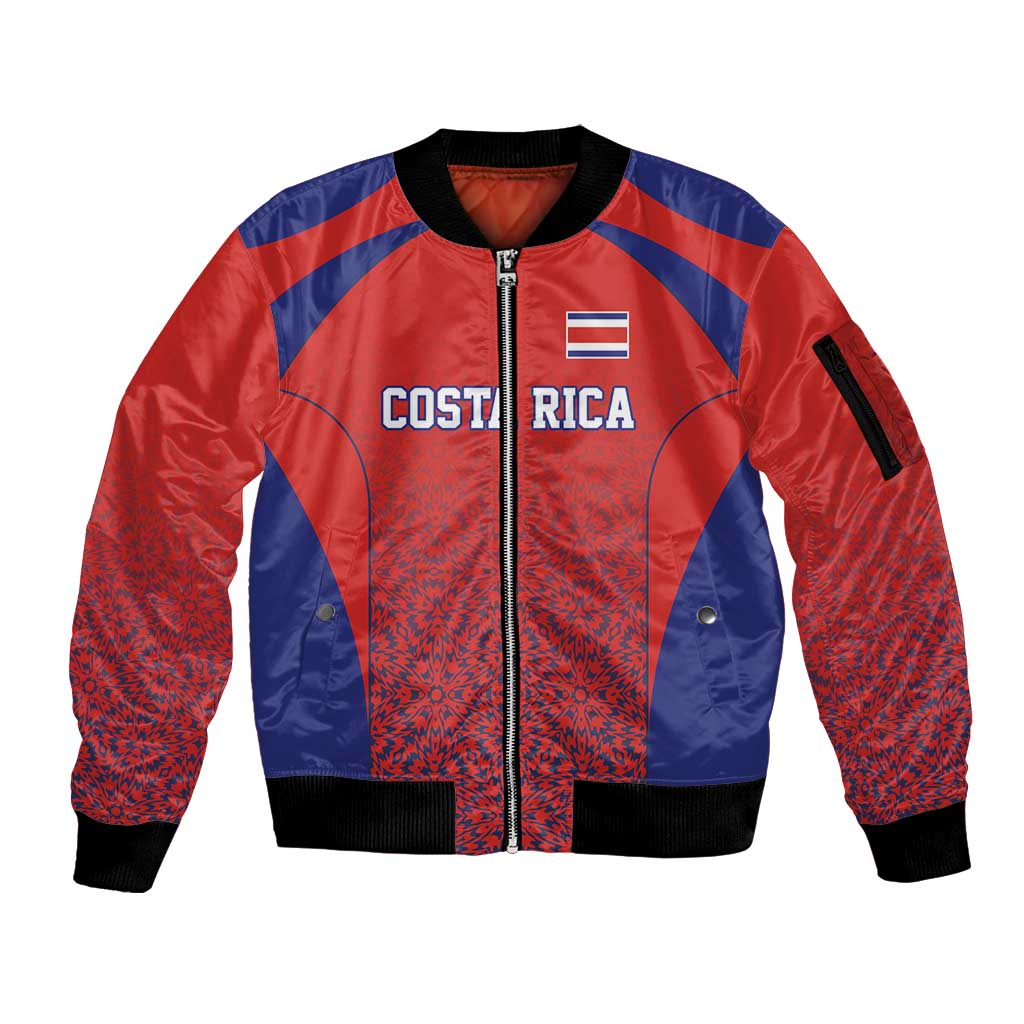Costa Rica Football Custom Sleeve Zip Bomber Jacket Los Ticos Go Champions