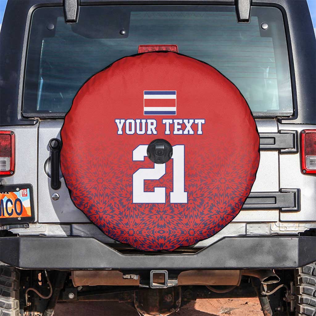 Costa Rica Football Custom Spare Tire Cover Los Ticos Go Champions