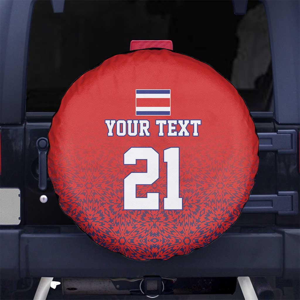 Costa Rica Football Custom Spare Tire Cover Los Ticos Go Champions
