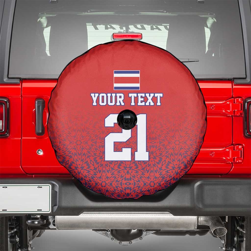 Costa Rica Football Custom Spare Tire Cover Los Ticos Go Champions