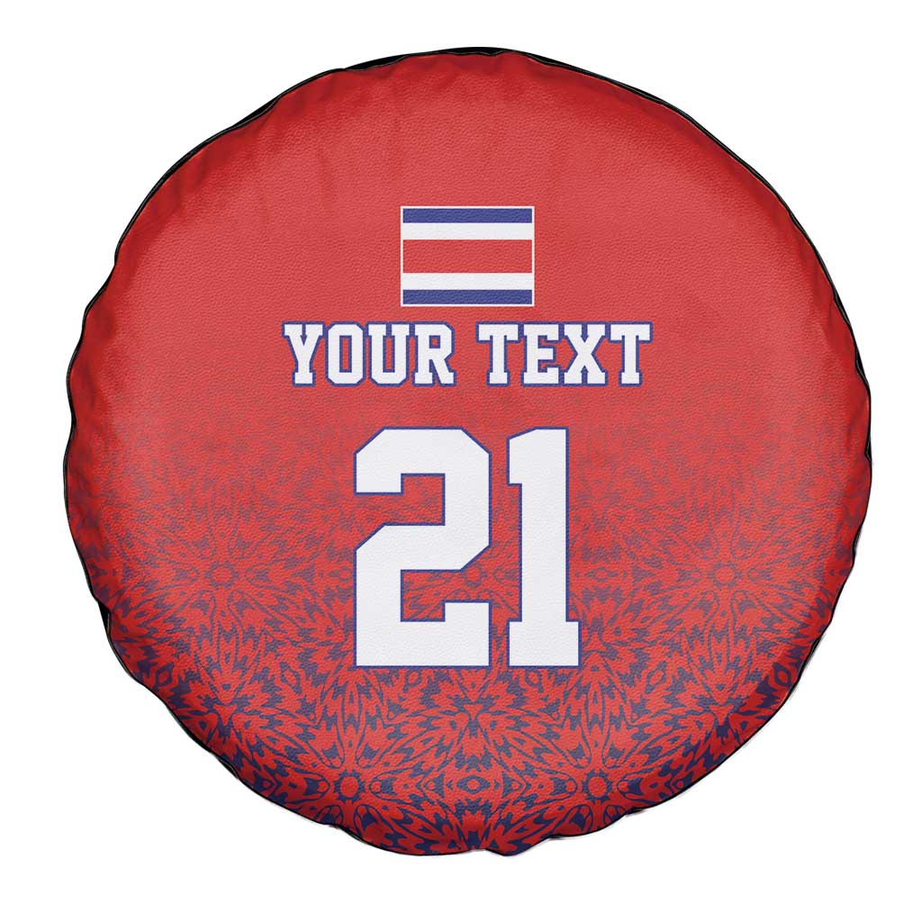 Costa Rica Football Custom Spare Tire Cover Los Ticos Go Champions
