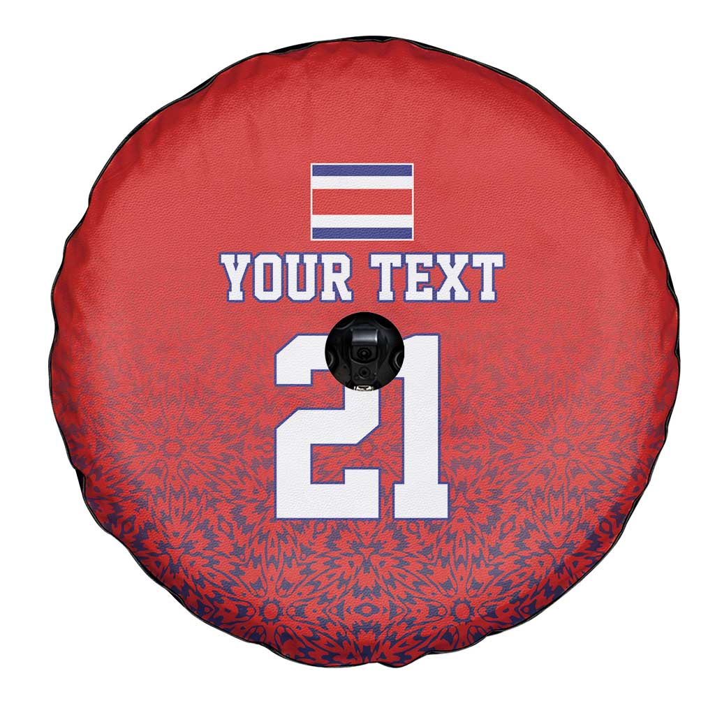 Costa Rica Football Custom Spare Tire Cover Los Ticos Go Champions