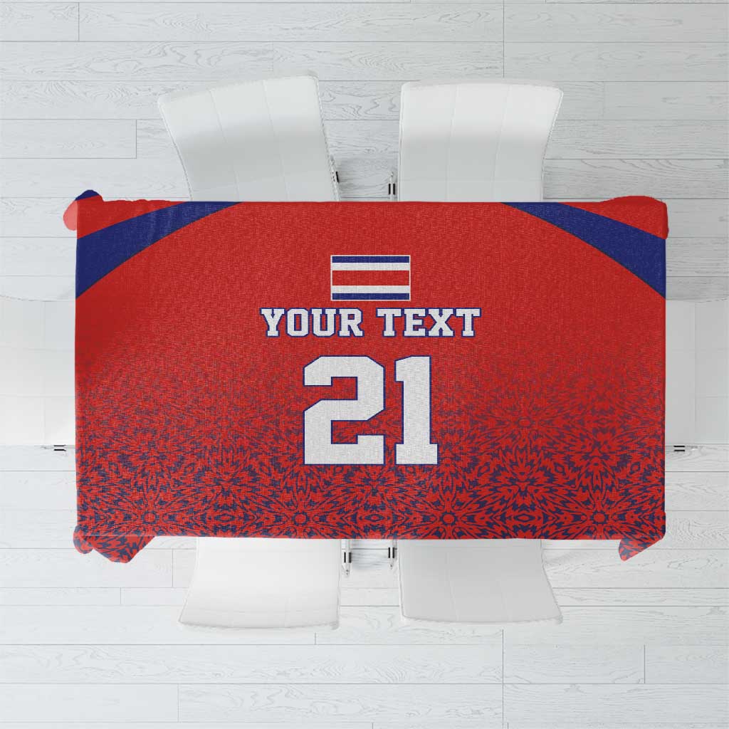 Costa Rica Football Custom Tablecloth Los Ticos Go Champions