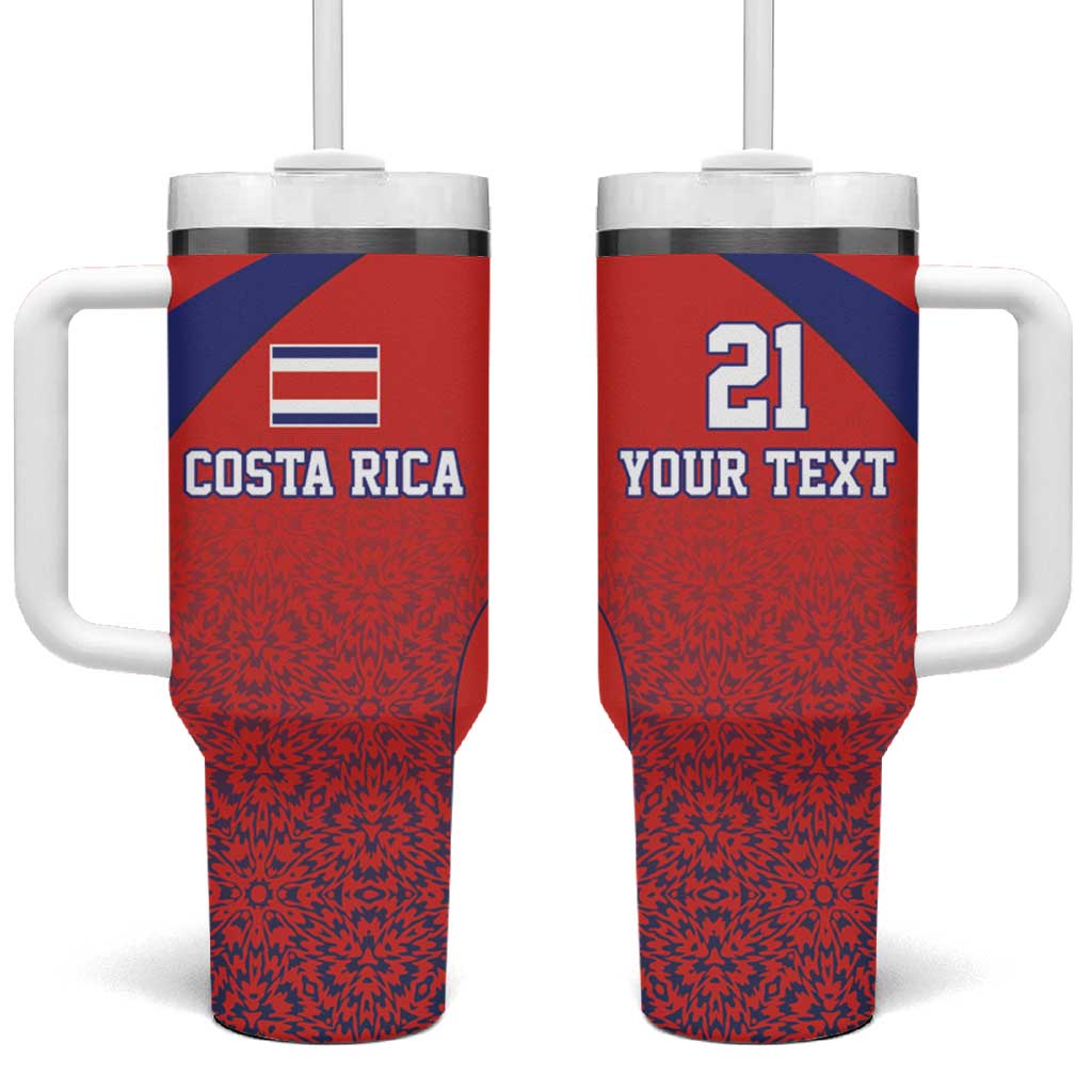 Costa Rica Football Custom Tumbler With Handle Los Ticos Go Champions