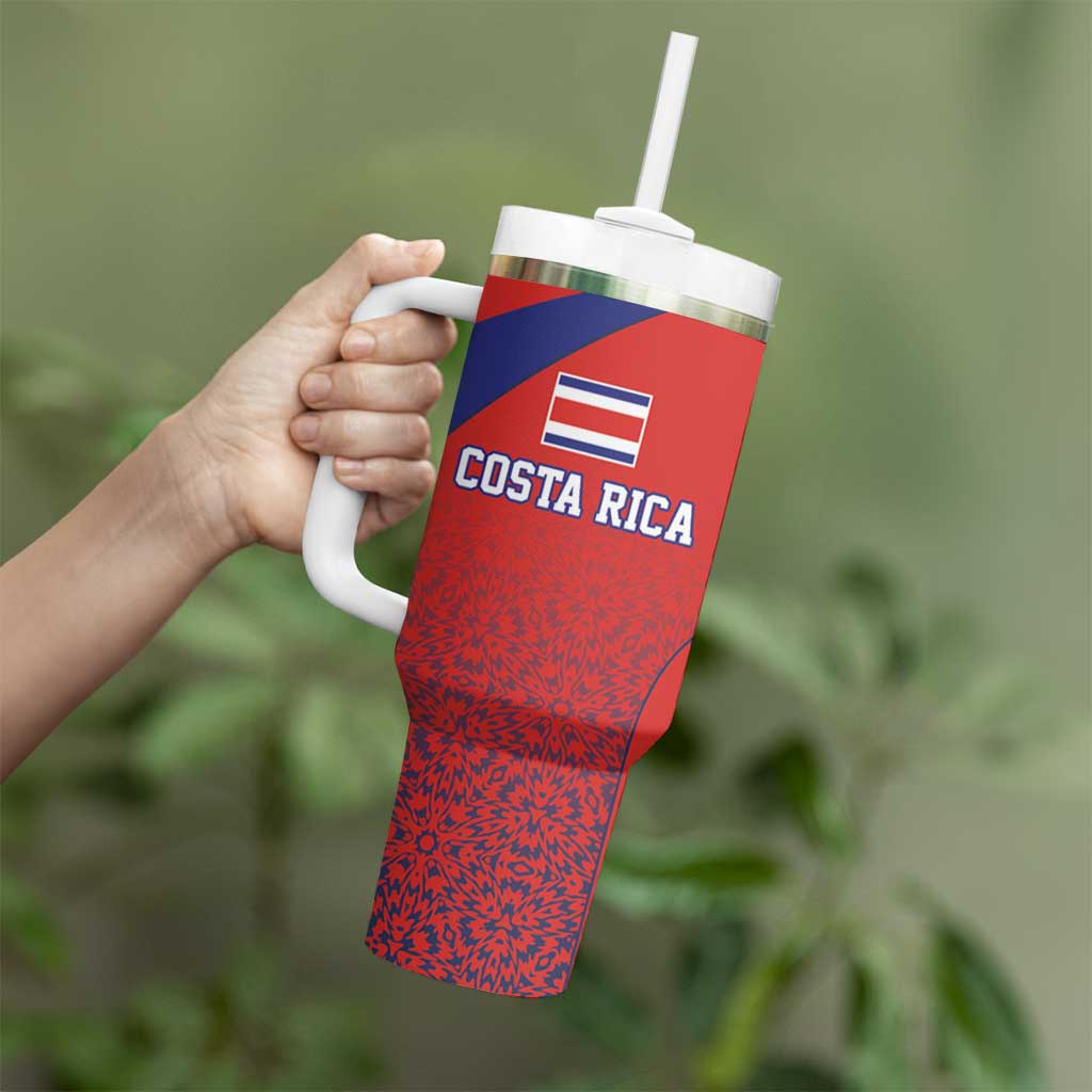 Costa Rica Football Custom Tumbler With Handle Los Ticos Go Champions