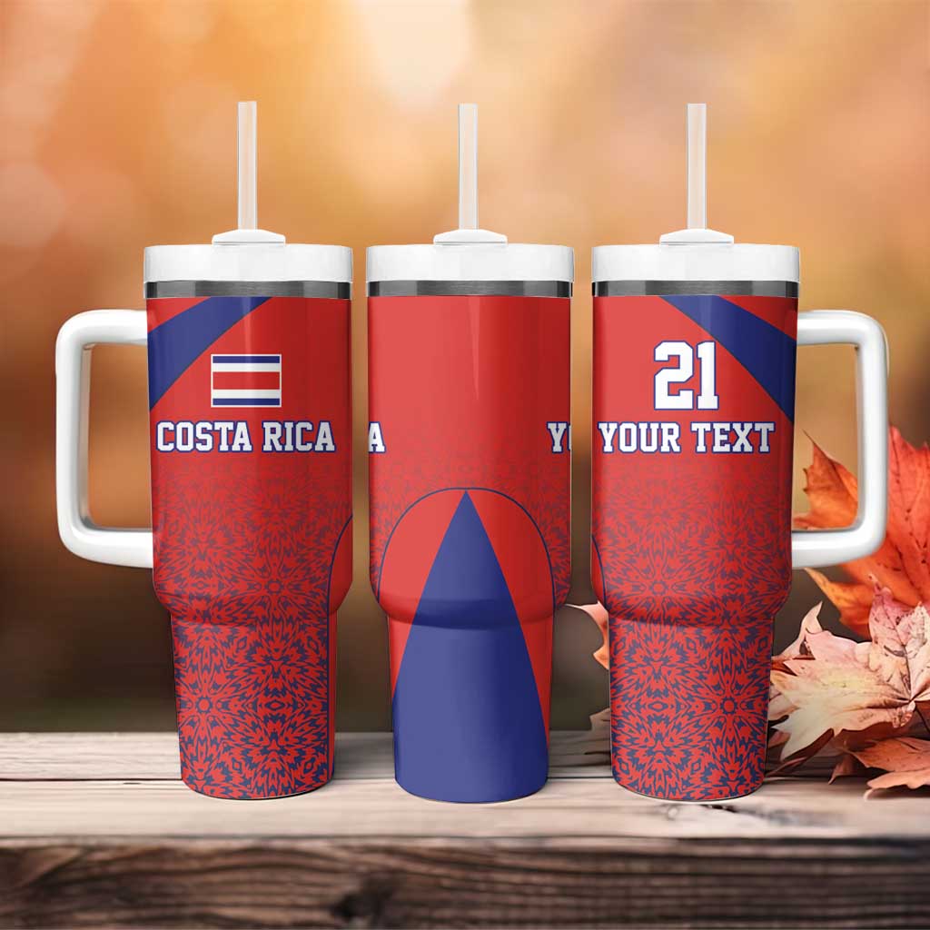 Costa Rica Football Custom Tumbler With Handle Los Ticos Go Champions