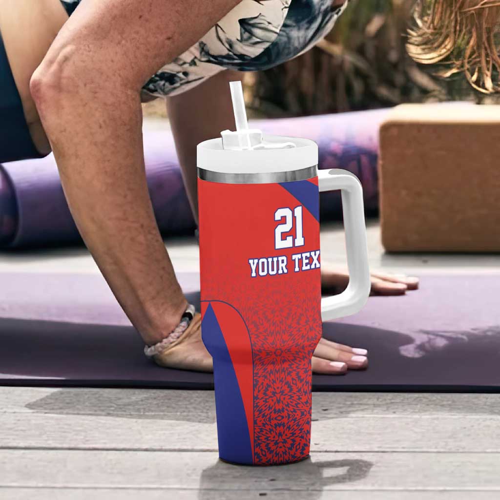 Costa Rica Football Custom Tumbler With Handle Los Ticos Go Champions