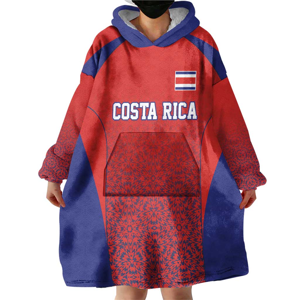 Costa Rica Football Custom Wearable Blanket Hoodie Los Ticos Go Champions