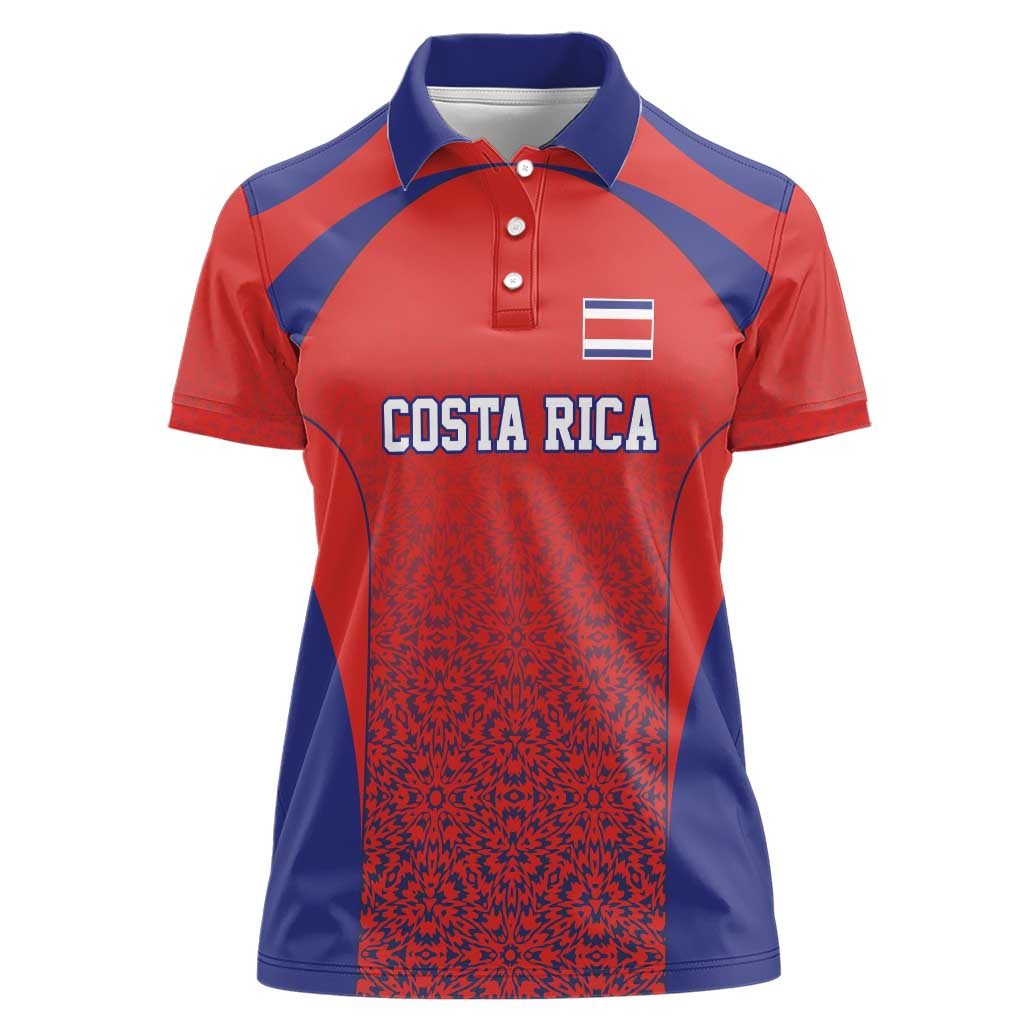 Costa Rica Football Custom Women Polo Shirt Los Ticos Go Champions