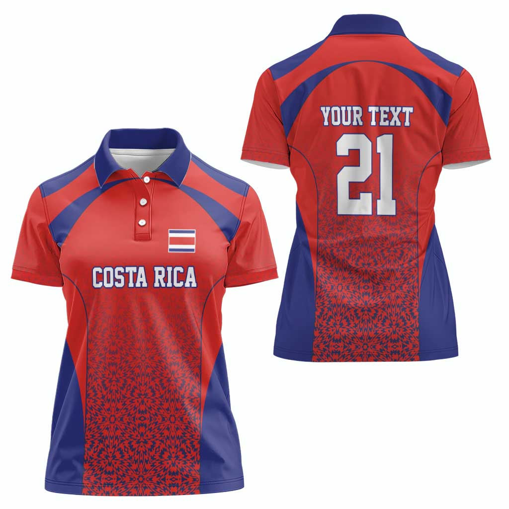 Costa Rica Football Custom Women Polo Shirt Los Ticos Go Champions