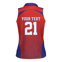 Costa Rica Football Custom Women Sleeveless Polo Shirt Los Ticos Go Champions