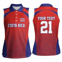 Costa Rica Football Custom Women Sleeveless Polo Shirt Los Ticos Go Champions
