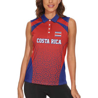 Costa Rica Football Custom Women Sleeveless Polo Shirt Los Ticos Go Champions