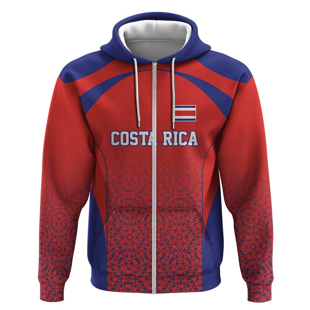 Costa Rica Football Custom Zip Hoodie Los Ticos Go Champions