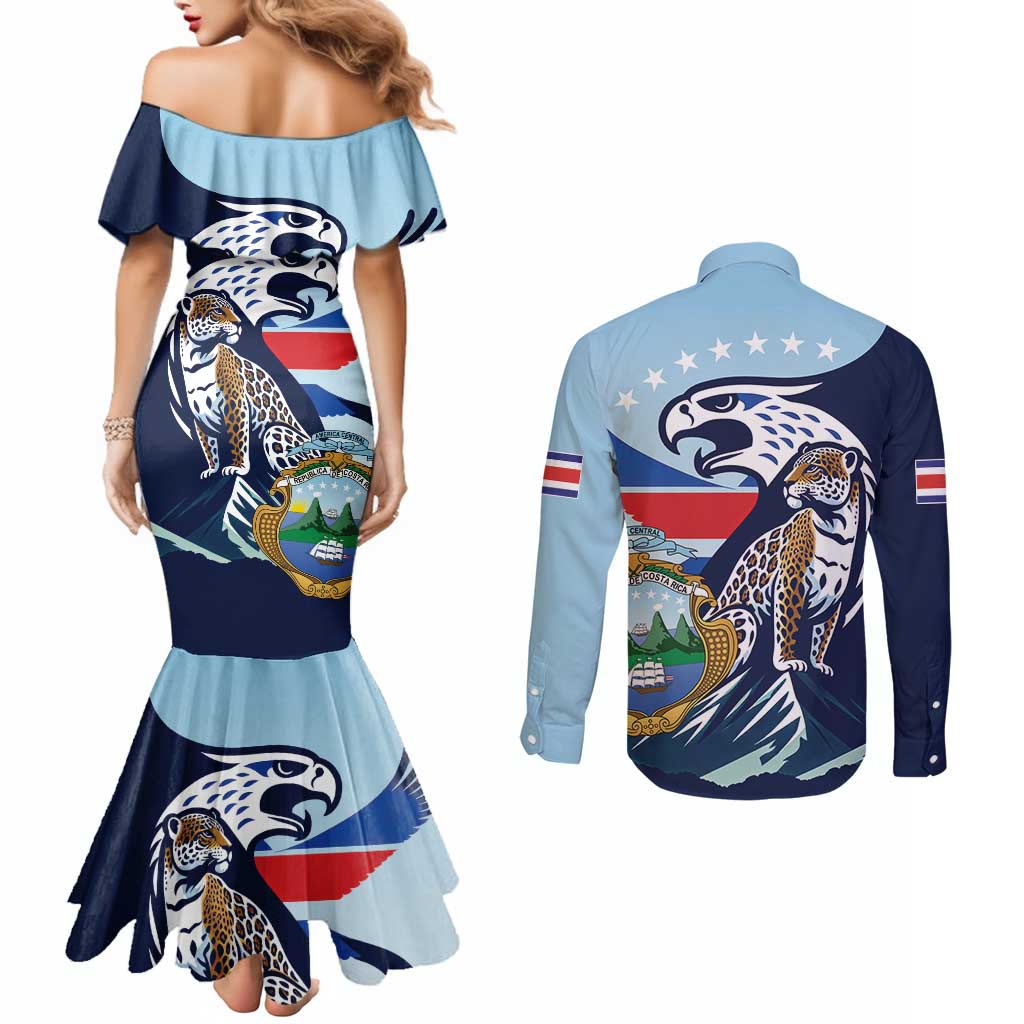 Costa Rica Jaguar Guaria Morada Couples Matching Mermaid Dress and Long Sleeve Button Shirt