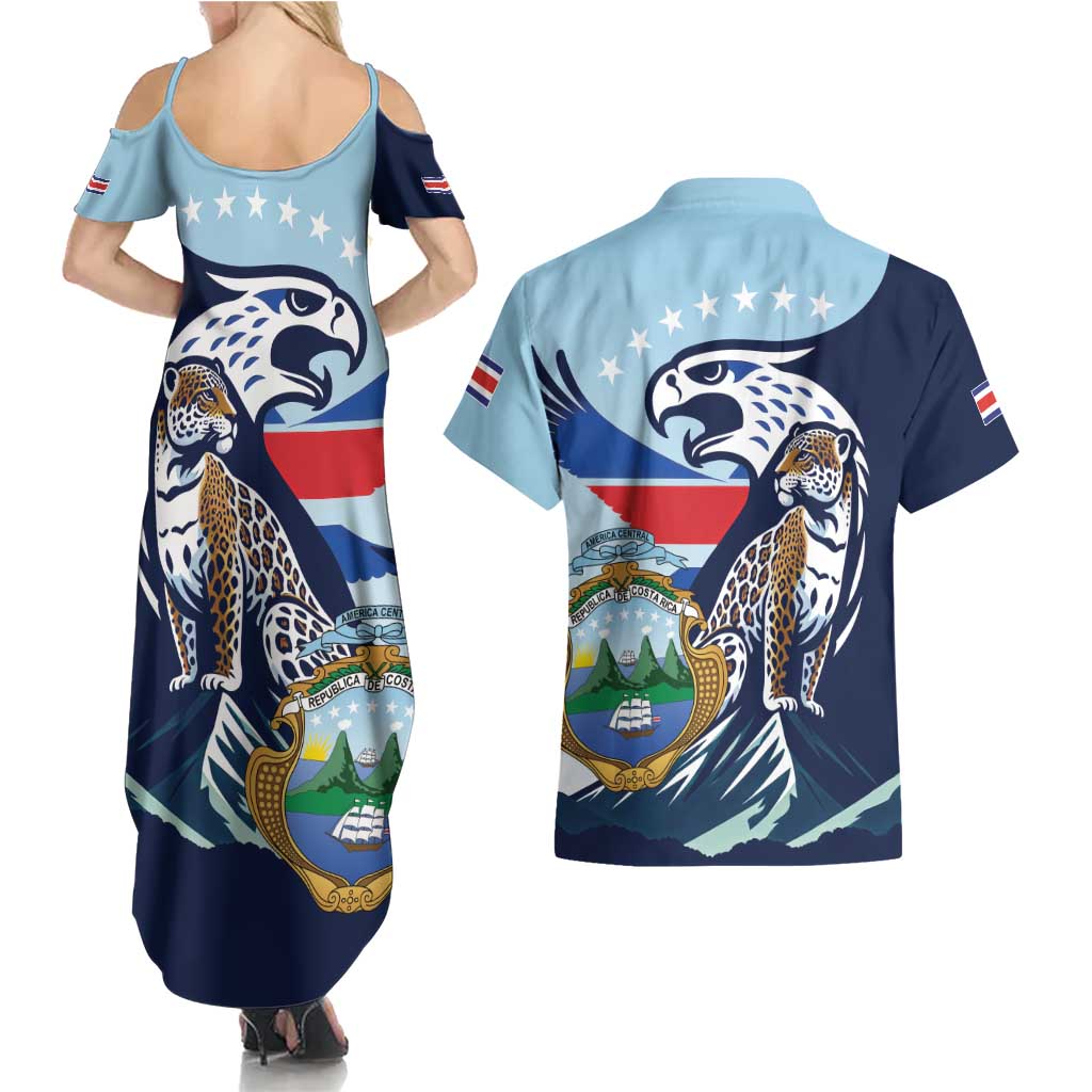 Costa Rica Jaguar Guaria Morada Couples Matching Summer Maxi Dress and Hawaiian Shirt