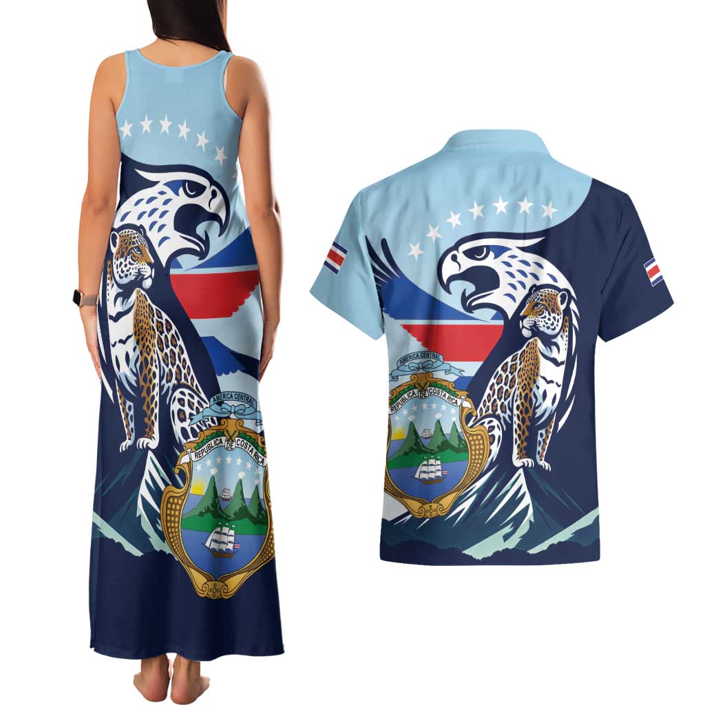 Costa Rica Jaguar Guaria Morada Couples Matching Tank Maxi Dress and Hawaiian Shirt