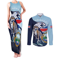 Costa Rica Jaguar Guaria Morada Couples Matching Tank Maxi Dress and Long Sleeve Button Shirt