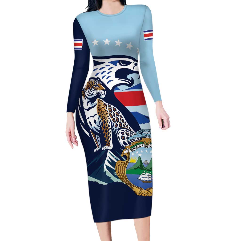 Costa Rica Jaguar Guaria Morada Family Matching Long Sleeve Bodycon Dress and Hawaiian Shirt