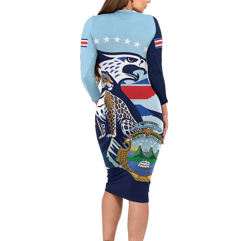 Costa Rica Jaguar Guaria Morada Family Matching Long Sleeve Bodycon Dress and Hawaiian Shirt