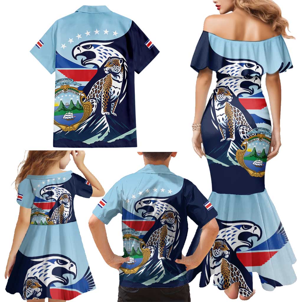Costa Rica Jaguar Guaria Morada Family Matching Mermaid Dress and Hawaiian Shirt