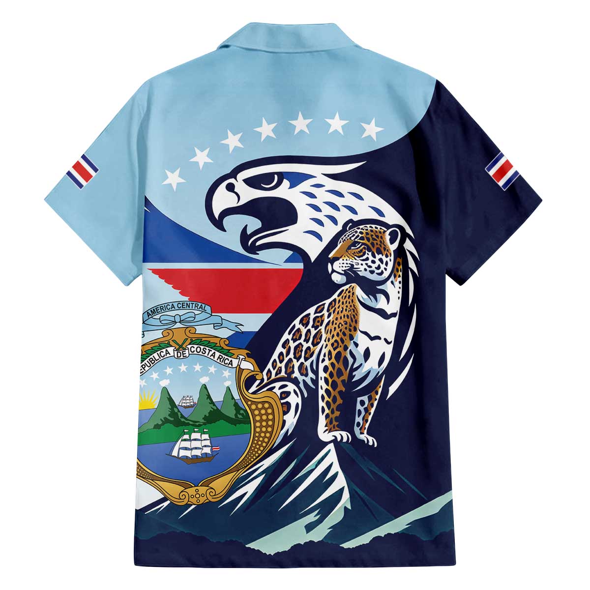 Costa Rica Jaguar Guaria Morada Family Matching Off The Shoulder Long Sleeve Dress and Hawaiian Shirt