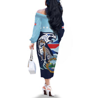 Costa Rica Jaguar Guaria Morada Family Matching Off The Shoulder Long Sleeve Dress and Hawaiian Shirt