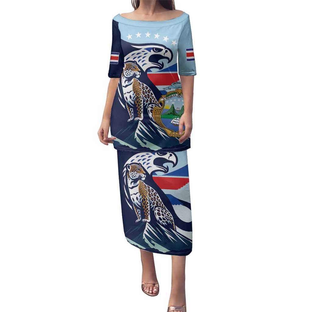 Costa Rica Jaguar Guaria Morada Family Matching Puletasi and Hawaiian Shirt