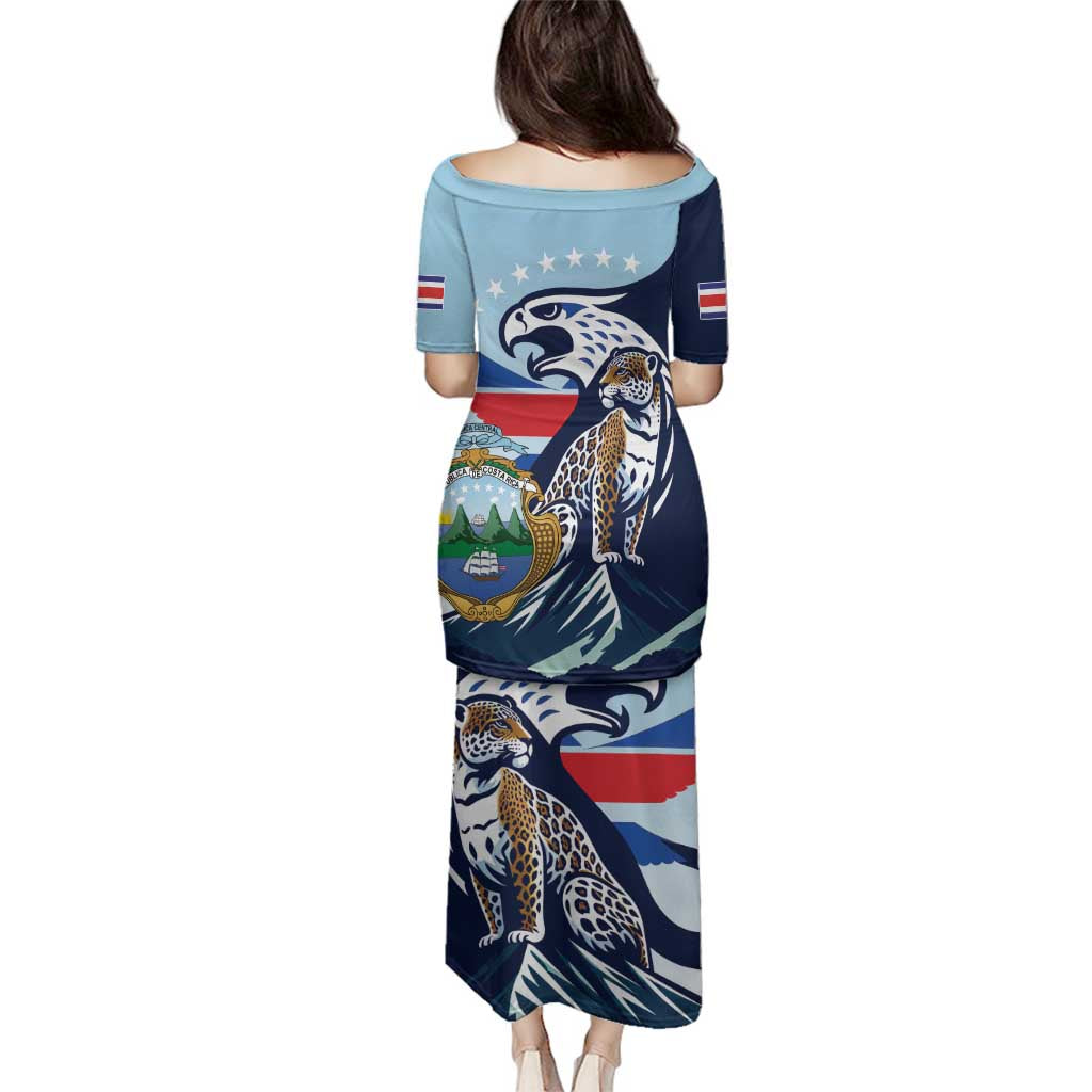 Costa Rica Jaguar Guaria Morada Family Matching Puletasi and Hawaiian Shirt